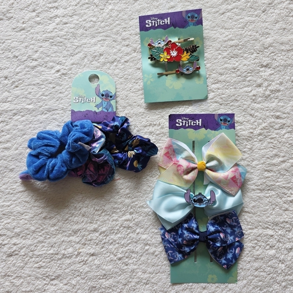 New Disney Lilo and Stitch Girls hair accessories: Scrunchie Set, Bow Set, Clip